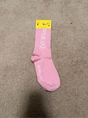 Off-White Light Pink Logo Crew Sock
